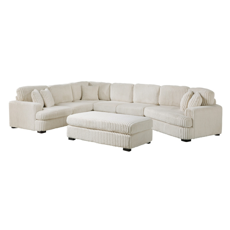 9623BE*52LRU 5-Piece Sectional with Right Cuddler and Ottoman