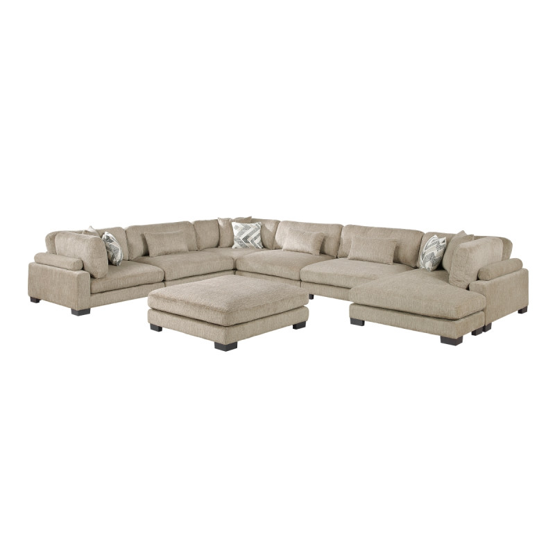 9555BRW*72CR3ACVCOT 7-Piece Modular Sectional with Ottoman