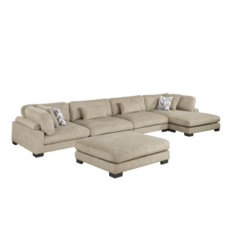 9555BRW*5CR2ACVCOT 5-Piece Modular Sectional with Chaise and Ottoman