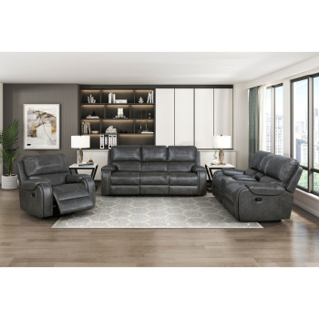 8549GRY*3 3pc Set: Sofa, Love, Chair