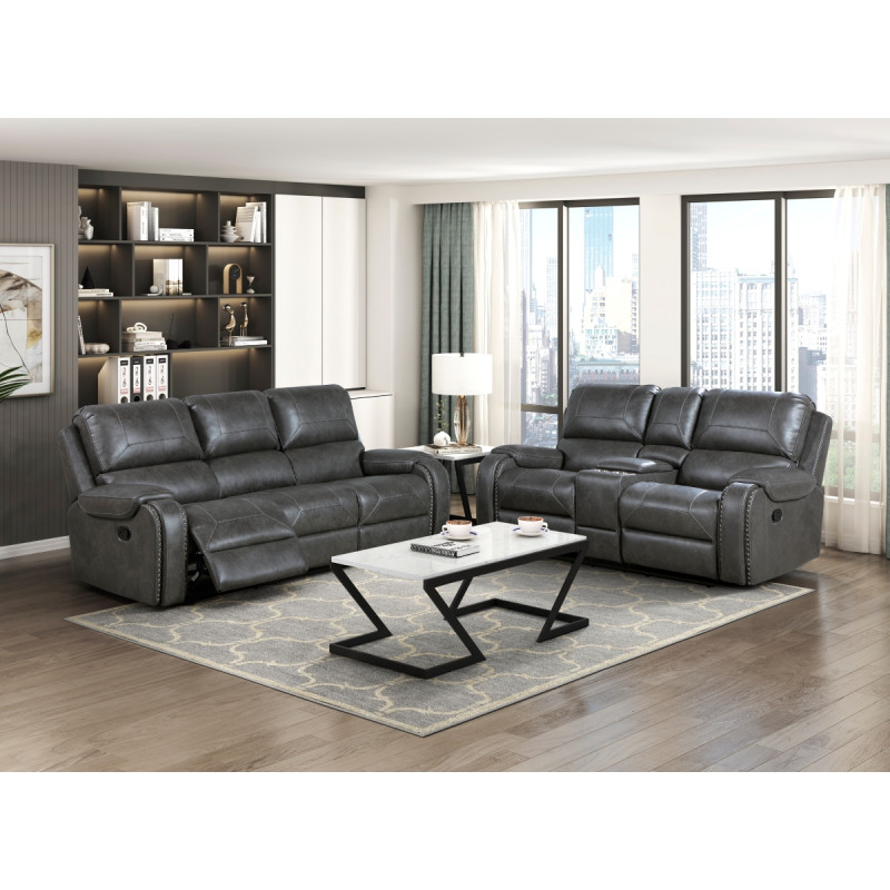 8549GRY*2 2pc Set: Sofa, Love