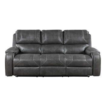 8549GRY-3 Double Reclining Sofa with Center Drop-Down Cup Holders, Receptacles and USB Ports