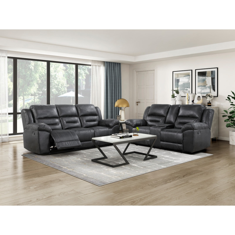 8538BK*2 2PC SETS Double Reclining Sofa + Love Seat