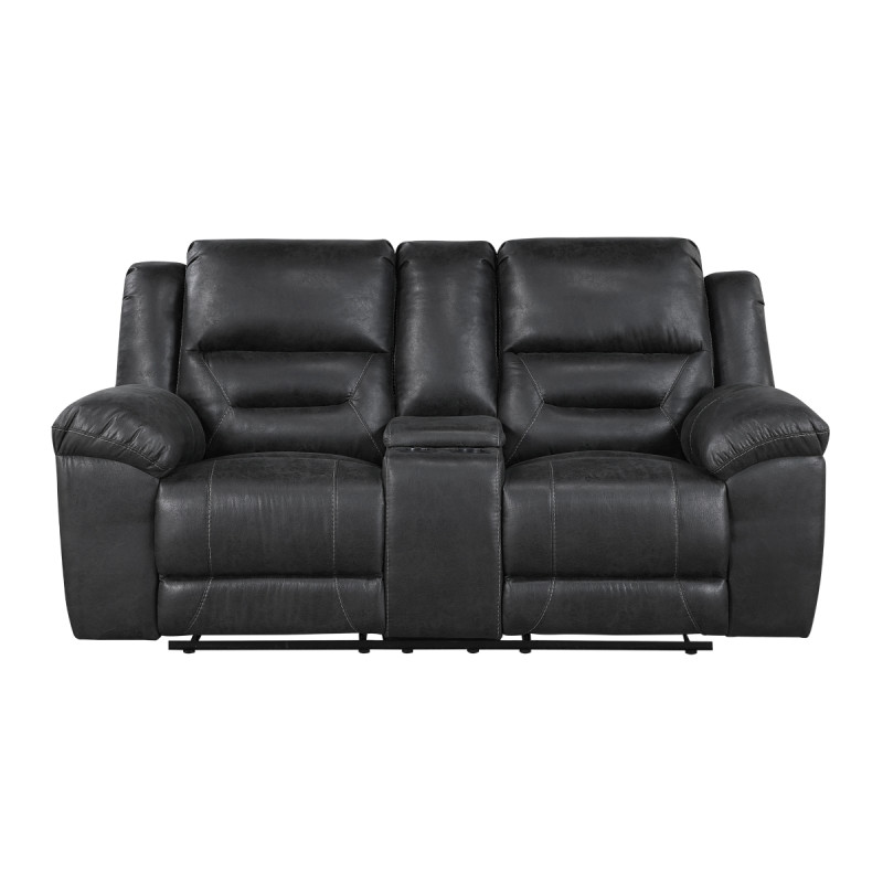 8538BK-2 Double Reclining Love Seat with Center Console
