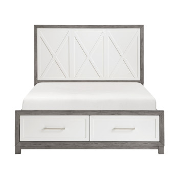 1366-1* Queen Platform Bed with Footboard Storage