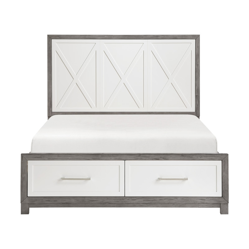 1366-1* Queen Platform Bed with Footboard Storage