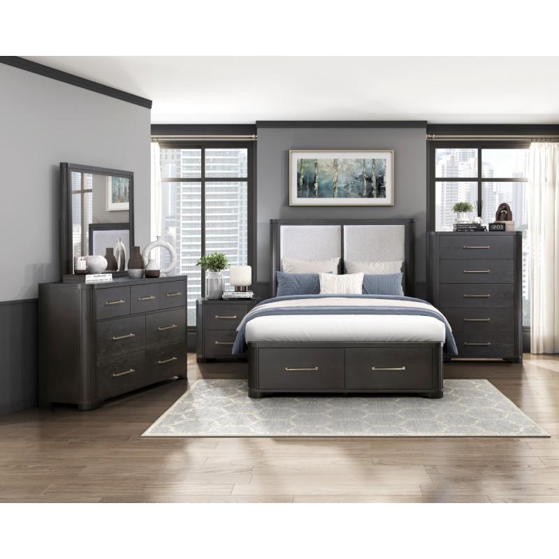 1381-1*5 5PC SETS Queen Platform Bed with Footboard Storage