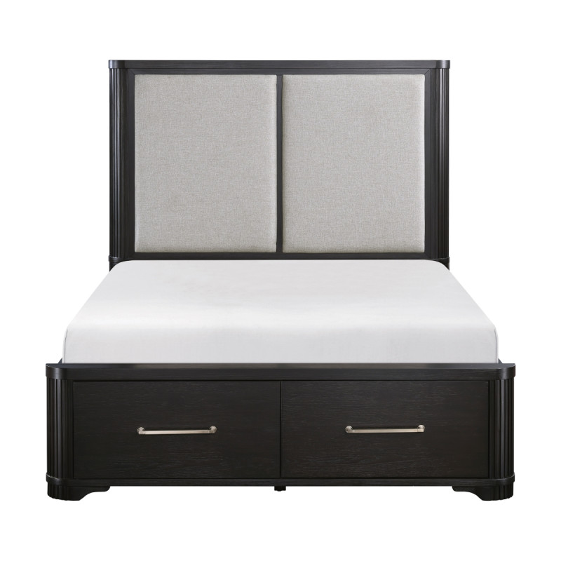 1381-1* Queen Platform Bed with Footboard Storage