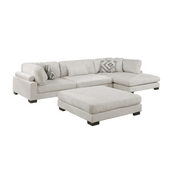 9555BEG*4CRACVCOT 4-Piece Modular Sectional with Chaise and Ottoman