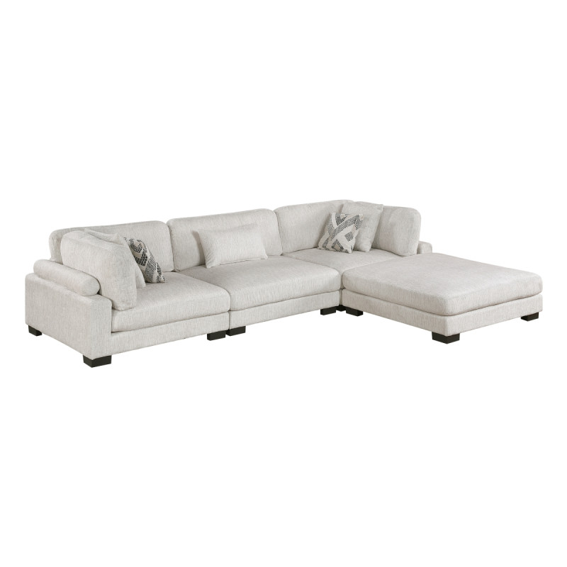 9555BEG*42CRACOT 4-Piece Modular Sectional with Ottoman