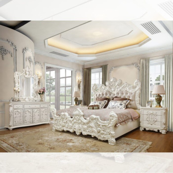 HD-8008 - 5PC BEDROOM SET IVORY - EASTERN KING