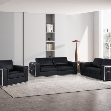 1130-BLACK 3PC SETS SOFA + LOVESEAT + CHAIR