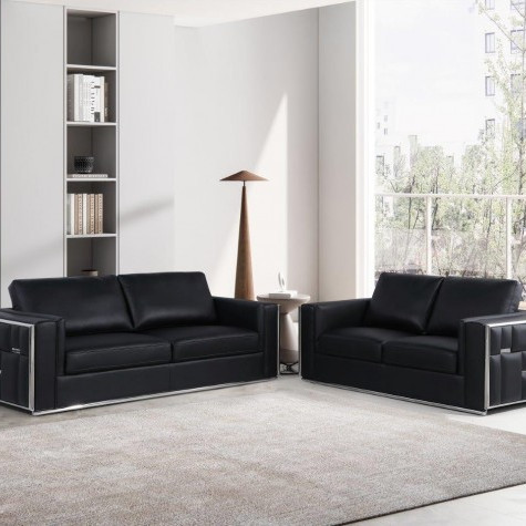 1130-BLACK-2PC 2PC SETS SOFA + LOVESEAT