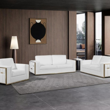 1130-WHITE 3PC SETS SOFA + LOVESEAT + CHAIR