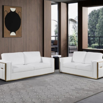 1130-WHITE-2PC 2PC SETS SOFA + LOVESEAT