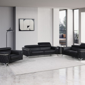 1140-BLACK-3PC 3PC SETS SOFA + LOVESEAT + CHAIR