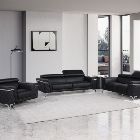 1140-BLACK-3PC 3PC SETS SOFA + LOVESEAT + CHAIR