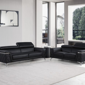 1140-BLACK-2PC 2PC SETS SOFA + LOVESEAT