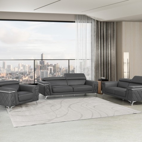 1140-DK-GREY-3PC 3PC SETS SOFA + LOVESEAT + CHAIR