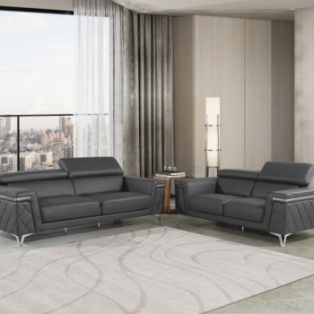 1140-DK-GREY-2PC 2PC SETS SOFA + LOVESEAT