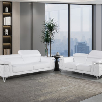 1140-WHITE-2PC SOFA + LOVESEAT