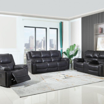 5108 - Brown Sofa Set with Console Loveseat