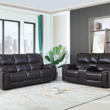 5108 - Brown Sofa and Console Loveseat