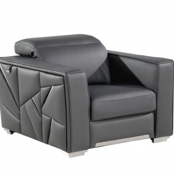 1120 - Global United Dark Grey Top Grain Italian Leather Chair