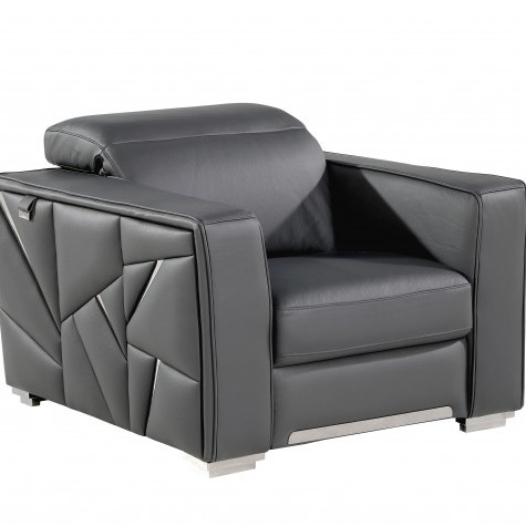 1120 - Global United Dark Grey Top Grain Italian Leather Chair