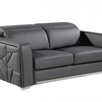 1120 - Global United Dark Grey Top Grain Italian Leather Loveseat