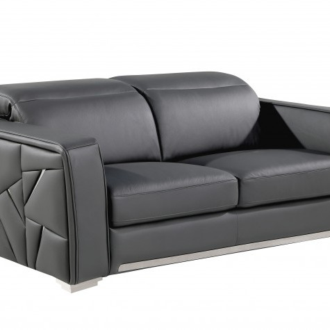 1120 - Global United Dark Grey Top Grain Italian Leather Loveseat