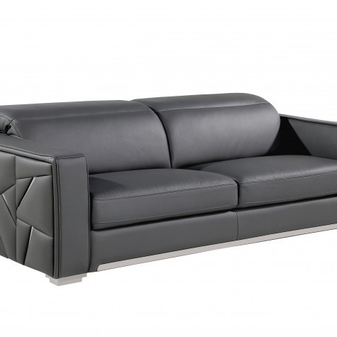 1120 - Global United Dark Grey Top Grain Italian Leather Sofa