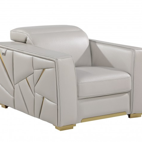 1120 - Global United Light Grey Top Grain Italian Leather Chair
