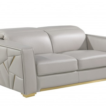 1120 - Global United Light Grey Top Grain Italian Leather Loveseat