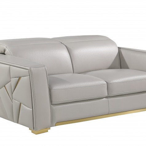 1120 - Global United Light Grey Top Grain Italian Leather Loveseat