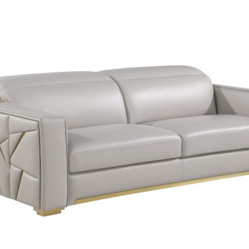 1120 - Global United Light Grey Top Grain Italian Leather Sofa
