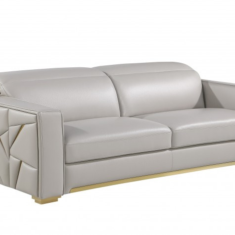 1120 - Global United Light Grey Top Grain Italian Leather Sofa