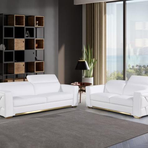 1120 - Global United White Top Grain Italian Leather 2PC Set