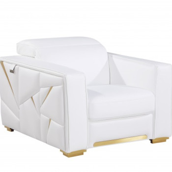 1120 - Global United White Top Grain Italian Leather Chair