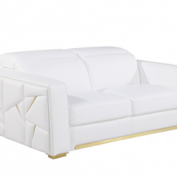 1120 - Global United White Top Grain Italian Leather Loveseat