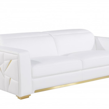 1120 - Global United White Top Grain Italian Leather Sofa