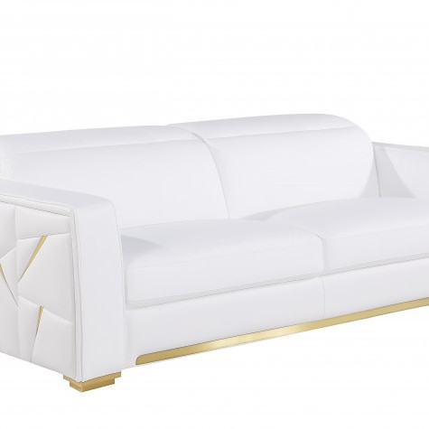 1120 - Global United White Top Grain Italian Leather Sofa