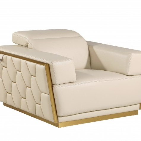 1111 - Global United Beige Top Grain Italian Leather Chair