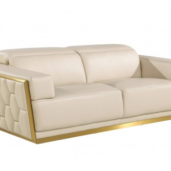 1111 - Global United Beige Top Grain Italian Leather Sofa