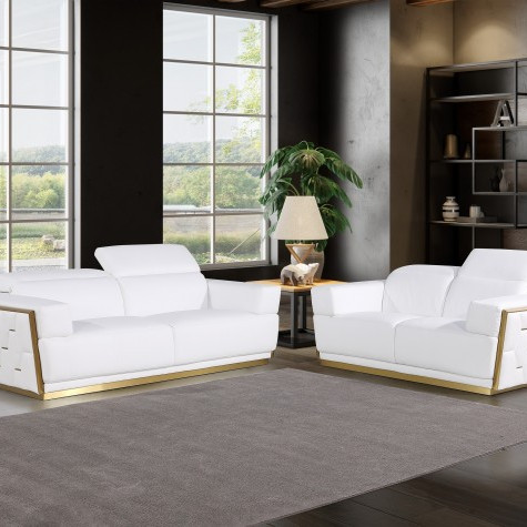 1111 - Global United White Top Grain Italian Leather 2-Pc Set