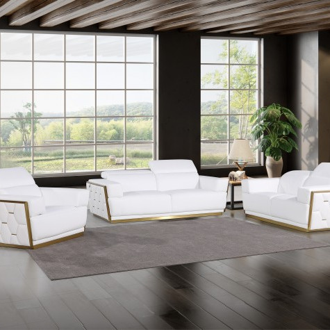 1111 - Global United White Top Grain Italian Leather 3-Pc Set