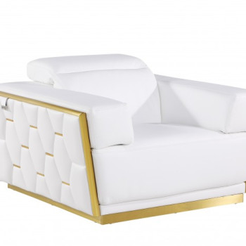 1111 - Global United White Top Grain Italian Leather Chair