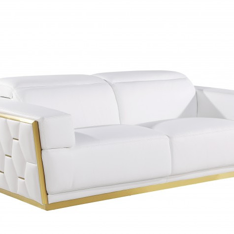 1111 - Global United White Top Grain Italian Leather Sofa