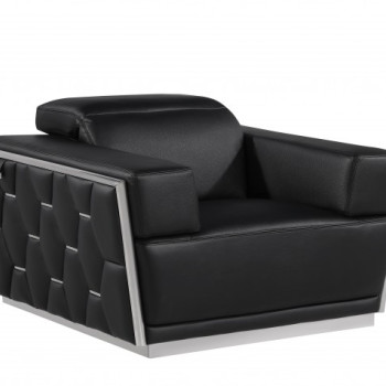 1111 - Global United Black Top Grain Italian Leather Chair