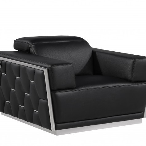1111 - Global United Black Top Grain Italian Leather Chair